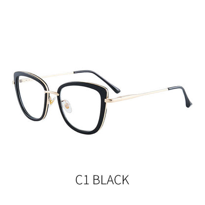 LUXYIN Splicing Cat Eye Clear Glasses -LUXYIN