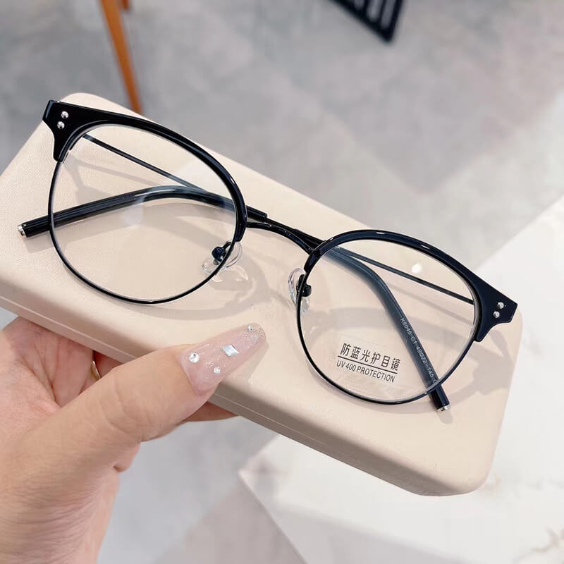 LUXYIN Tea Semi-rimless Glasses -LUXYIN