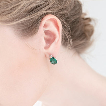 S925 Green Crystal Stud Earrings