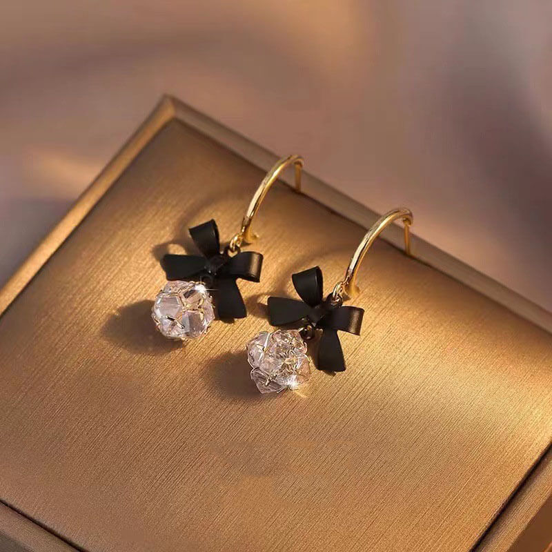 Bowknot Zircon Drop Earrings