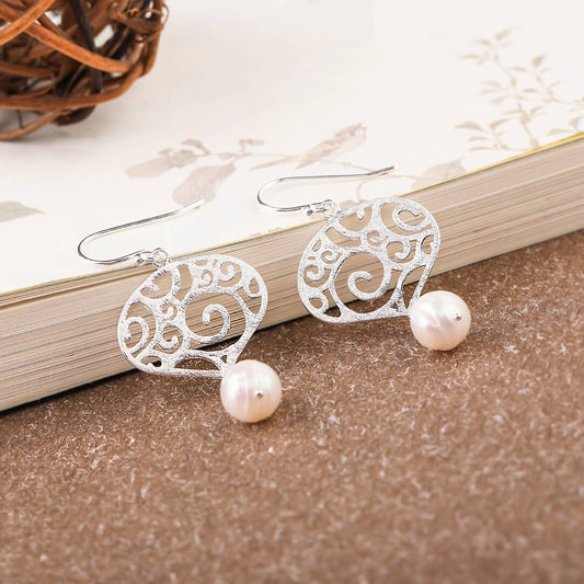 Vintage Baroque Pearl Silver Earrings