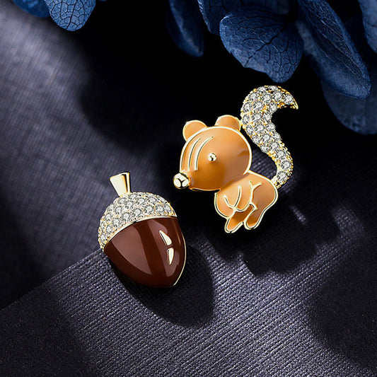 Flying Squirrel Pine Cone Stud Earrings