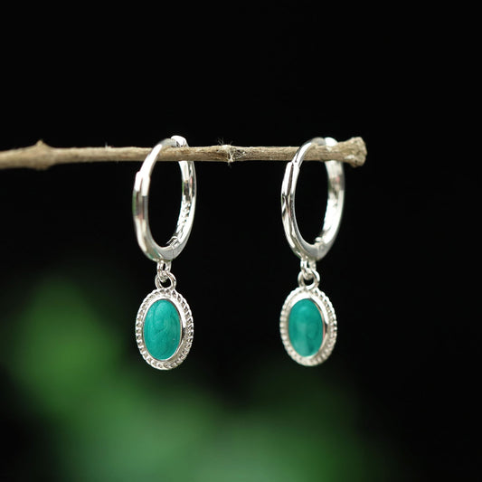 Starry Sky Green Hoop Earrings