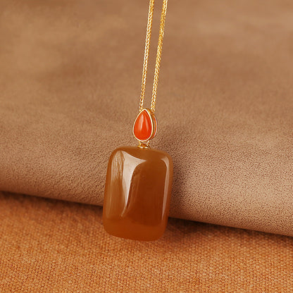 Natural Carnelian Jade Pendant Necklace - LUXYIN