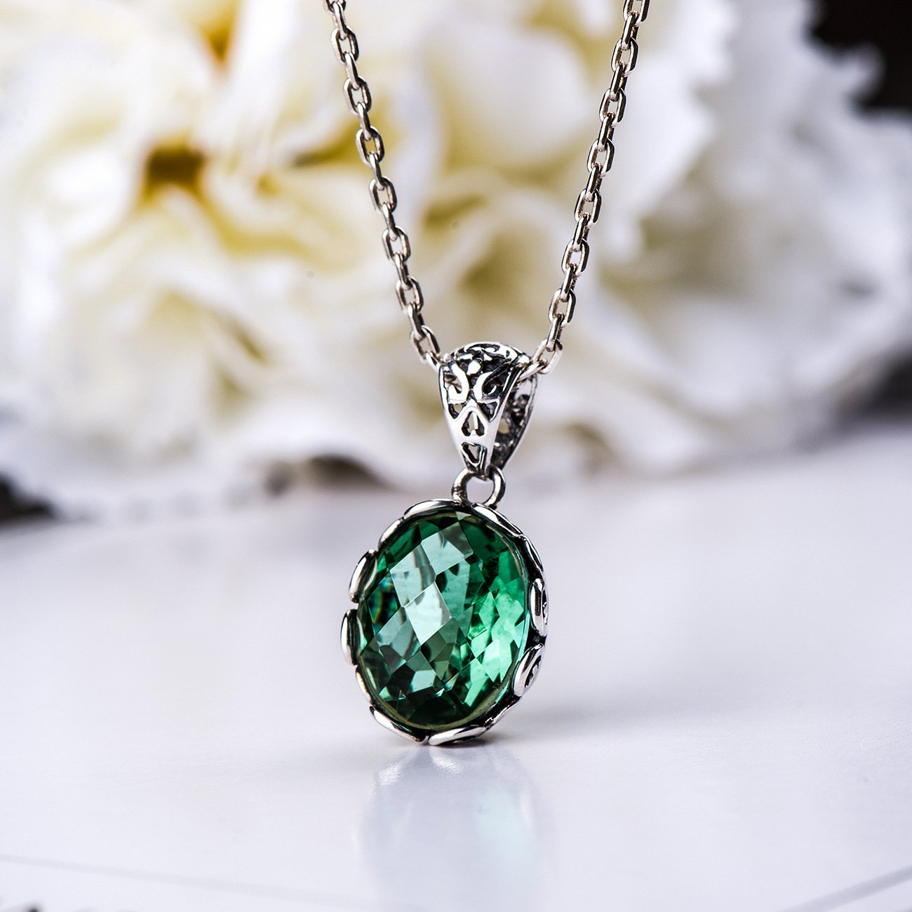 Vintage Green Crystal Necklace