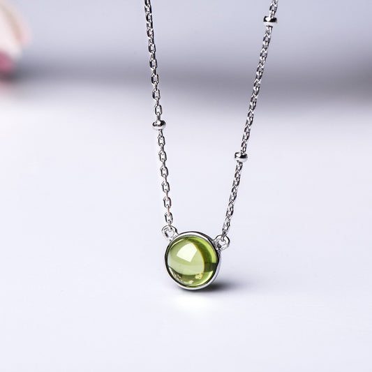 Natural Olivine Silver Necklace