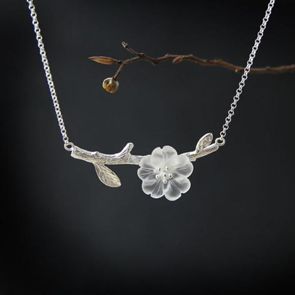 Flower in Rain Natural Crystal Necklace