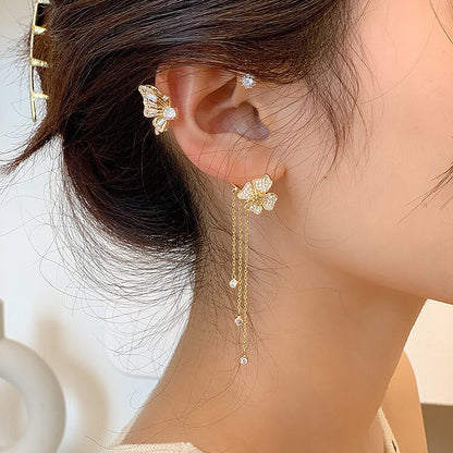 Butterfly Flower Ear Cuffs Earrings