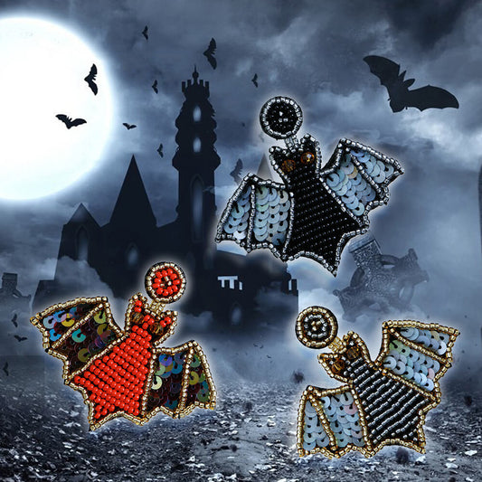 Pendientes colgantes de murciélago con decoración de Halloween