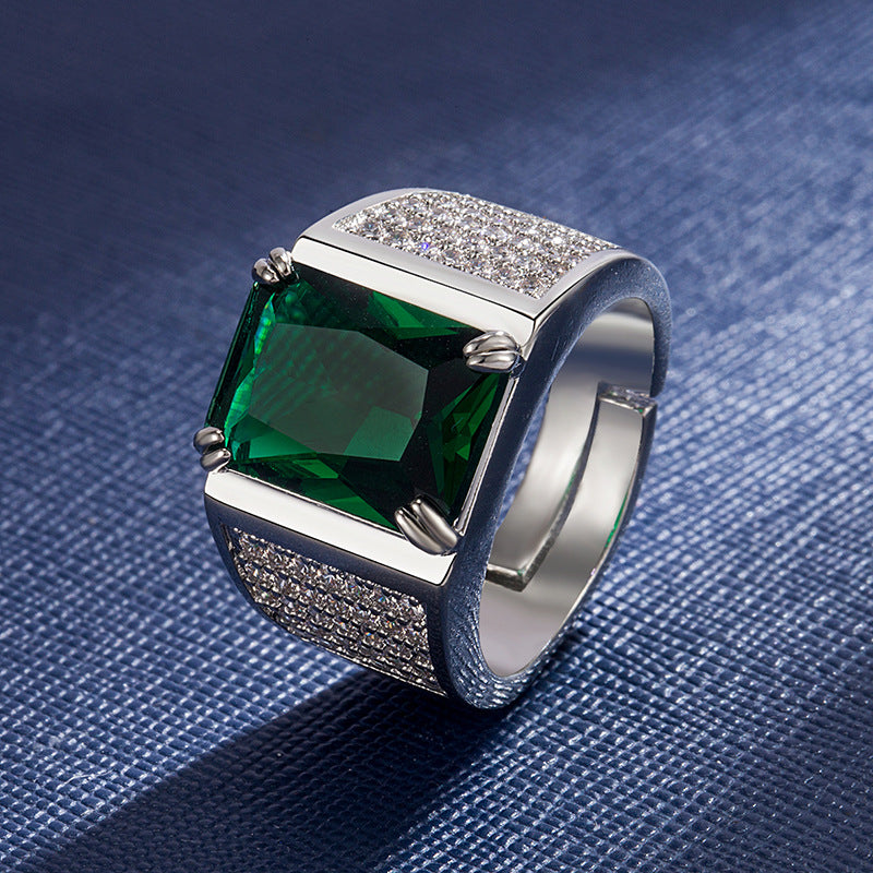 Natural Green Crystal Wedding rings for Men Sale Online - LUXYIN