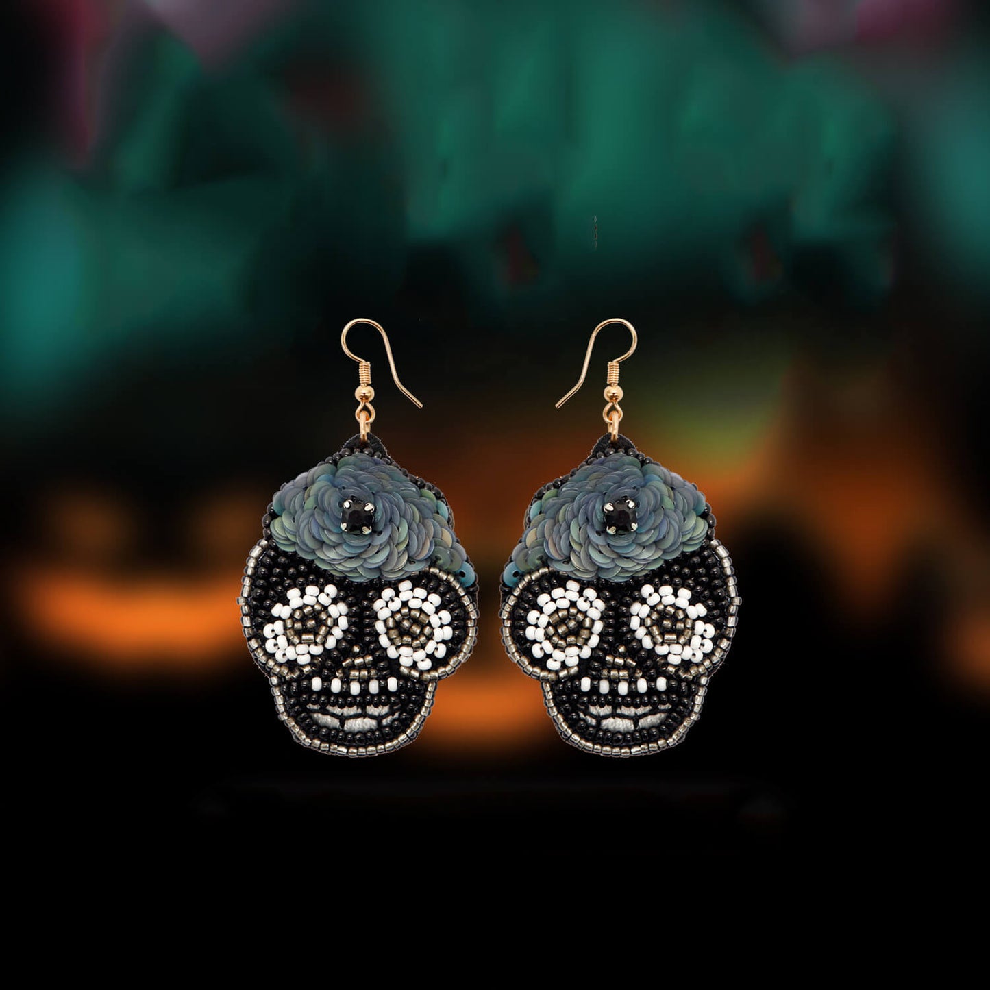 Halloween Ghost Skull Head Drop Earrings - LUXYIN