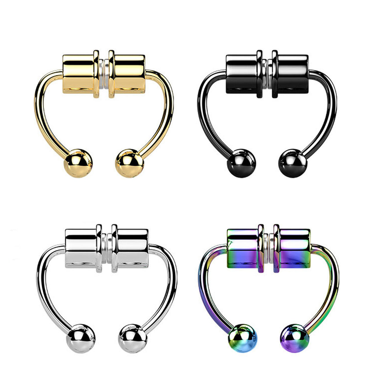 4pcs Magnetic Septum Ring For Non-Pierced Fake Nose Ring - LUXYIN