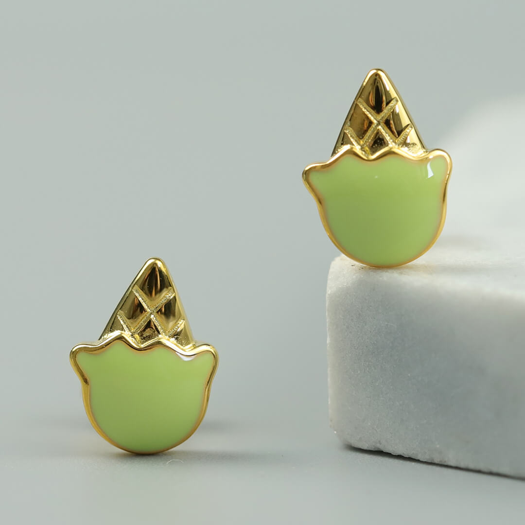 Ice Cream Silver Stud Earrings