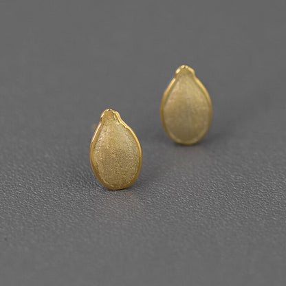 Golden Sunflower Seed Stud Earrings