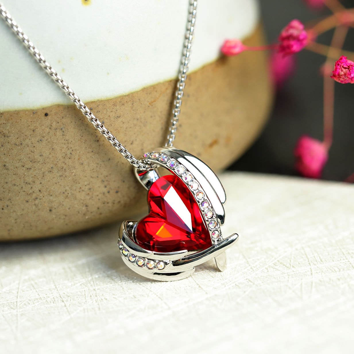 Heart of Angel Crystal Necklace