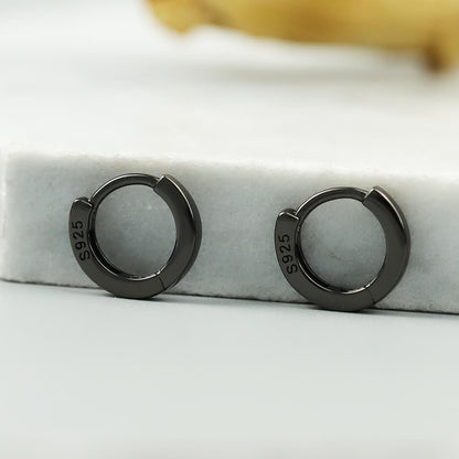 Black Gold Hoop Leverback Earrings