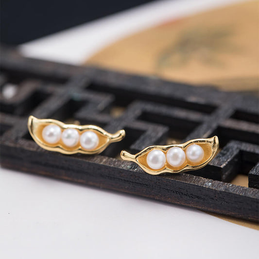 Pea Freshwater Pearl Silver Earrings