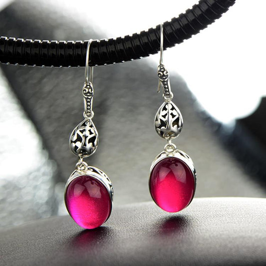 Stunning Red Corundum Drop Earrings