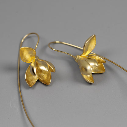 Gorgeous Flower Drop Earrings, Handmade Silver Jewerly - LUXYIN