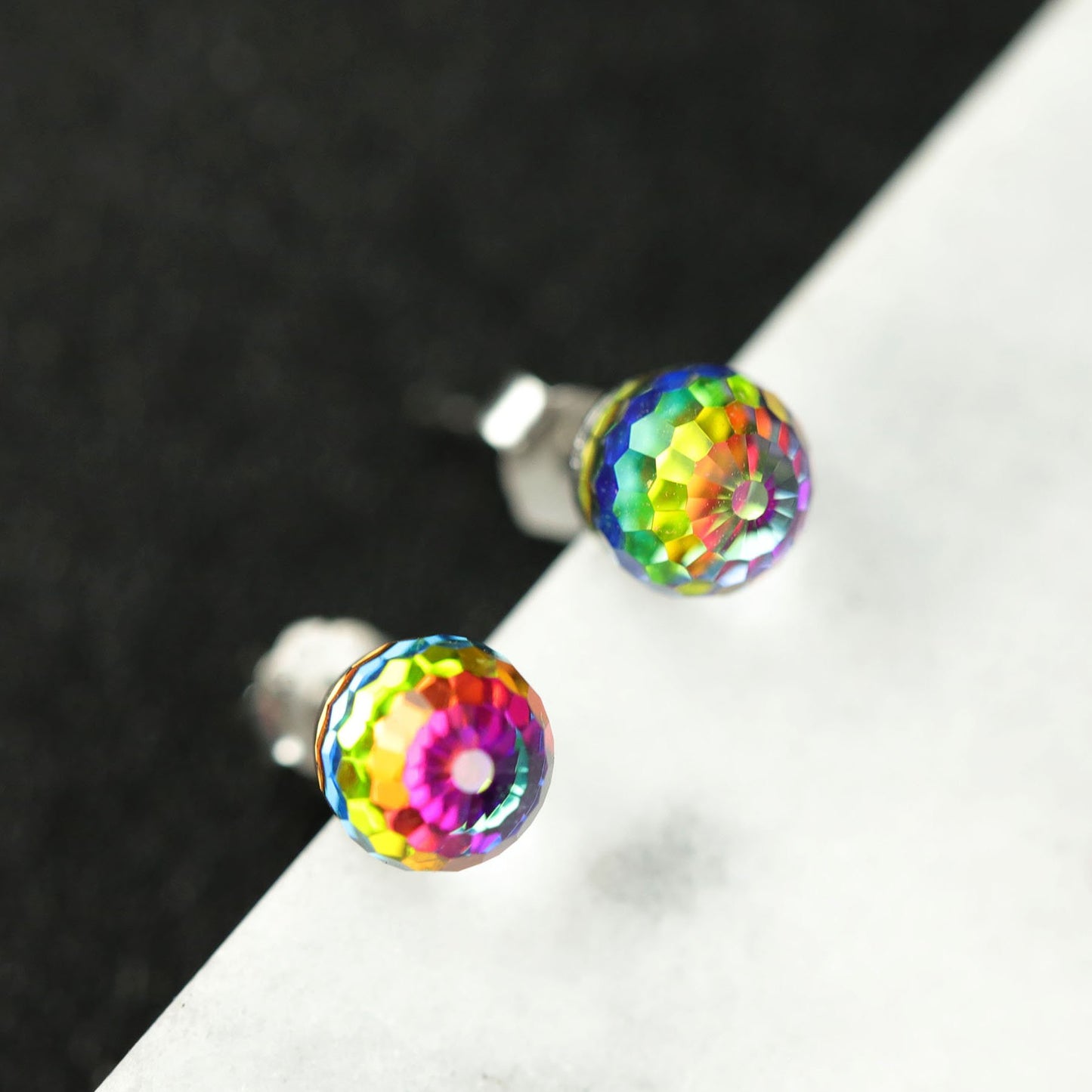 Gorgeous Crystal Ball Silver Earrings