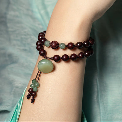 Natural Jade Narra Bracelet with Buddha Beads - LUXYIN