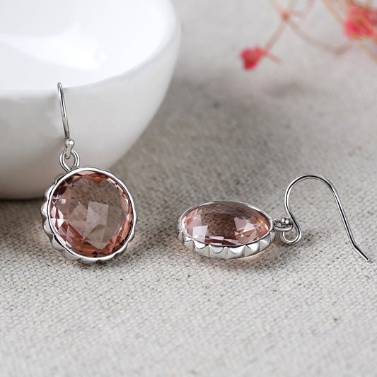 Delicate Round Crystal Drop Earrings