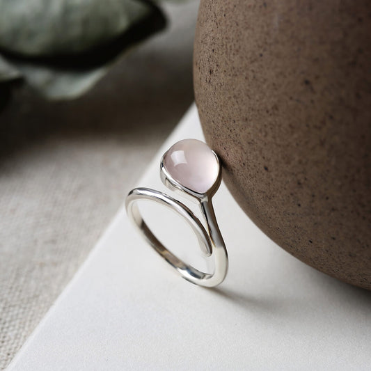 S925 Sterling Silver Rose Quartz Ring