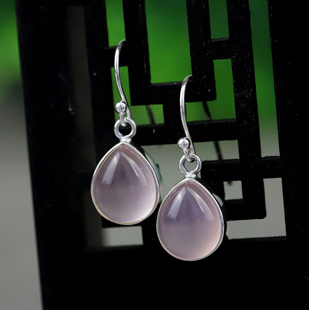 Natural Pink Crystal Drop Earrings