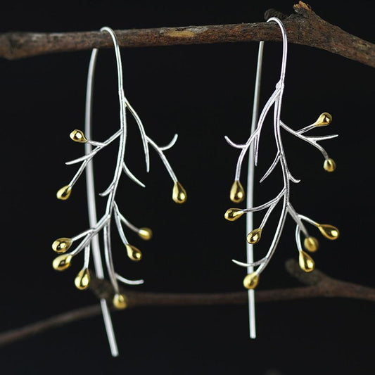 Natural Creative Handmade Statement Tree Drop Earrings