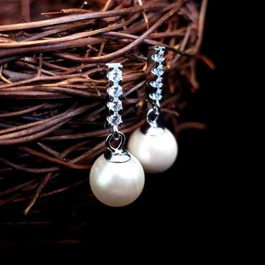Stylish Pearl Silver Earrings
