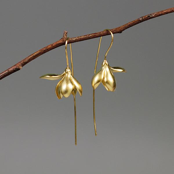Gorgeous Flower Drop Earrings, Handmade Silver Jewerly - LUXYIN