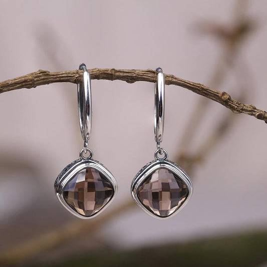 Vintage Square Tawny Crystal Earrings