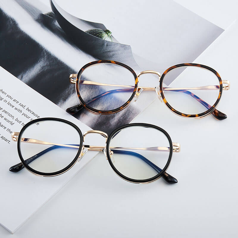 LUXYIN Cutie Blue Light Round Clear Glasses -LUXYIN