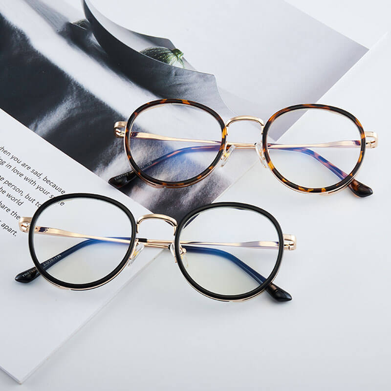 LUXYIN Cutie Blue Light Round Clear Glasses