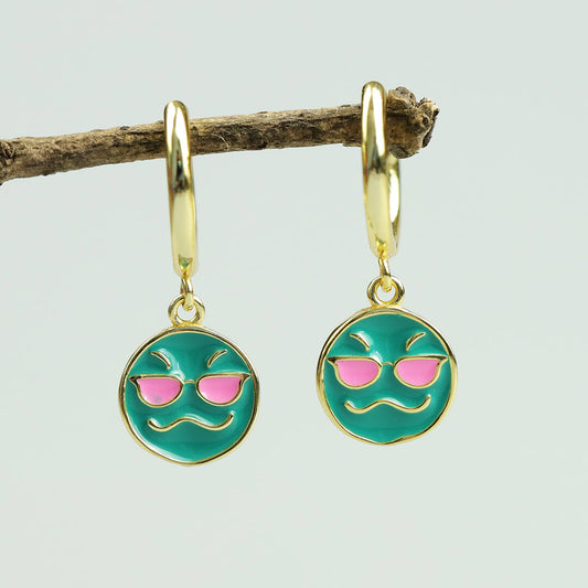 Cartoon Emoji Leverback Dangle Earrings