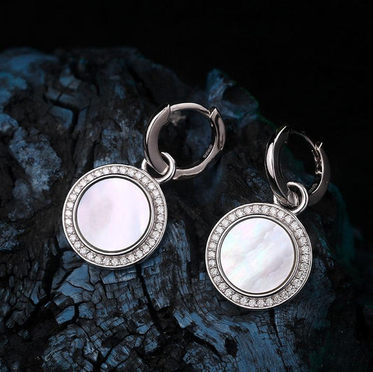 Delicate Shell Stone Silver Earrings