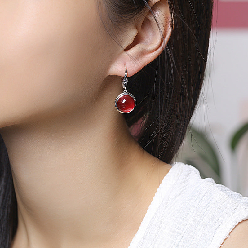 July Birthstone Ruby Drop Leverback Earrings
