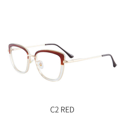 LUXYIN Splicing Cat Eye Clear Glasses -LUXYIN