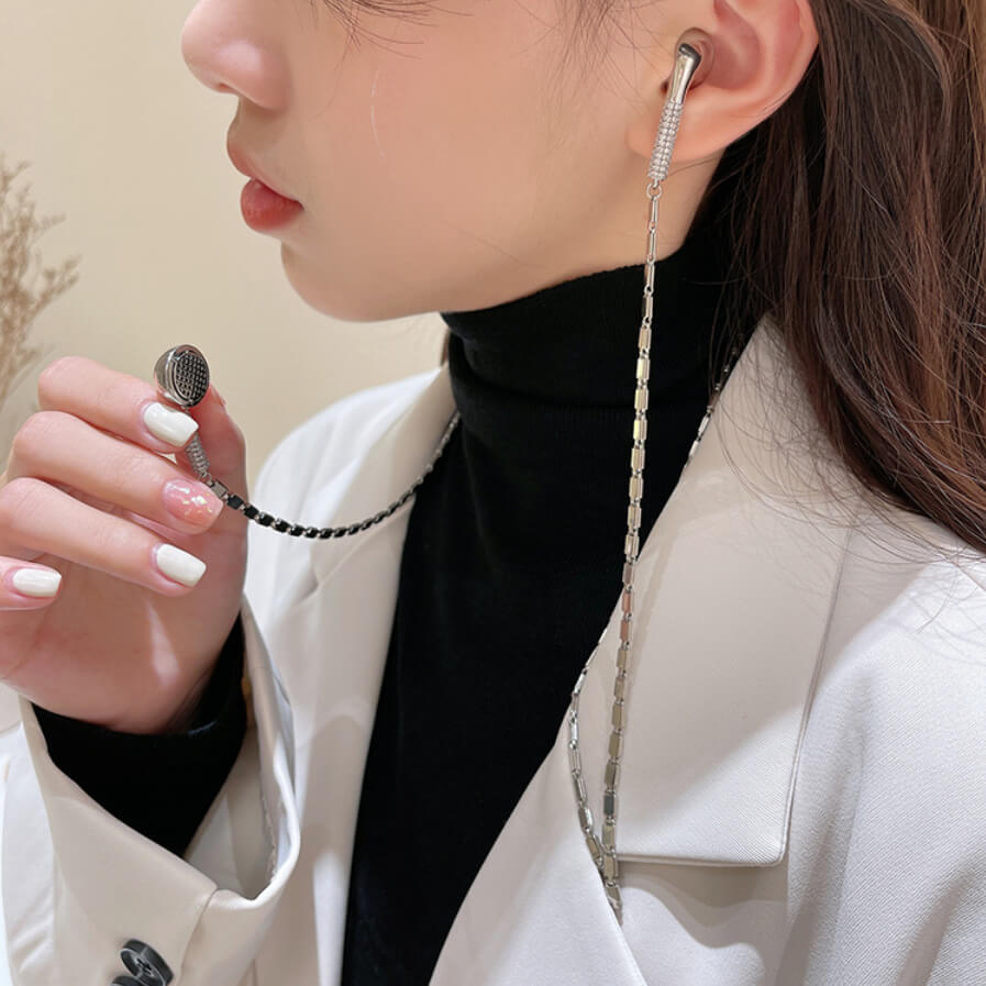Long Headphone Chain Necklace with Earbud Style - LUXYIN