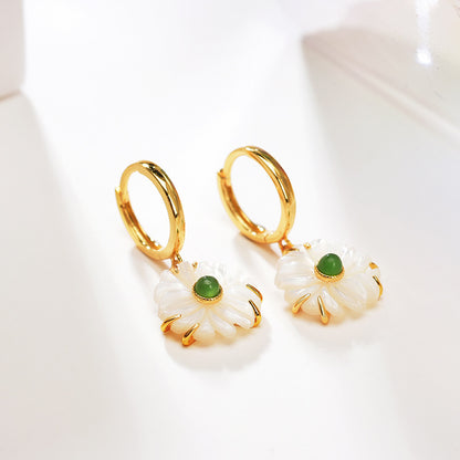 Natural Shellstone Daisy Drop Earrings