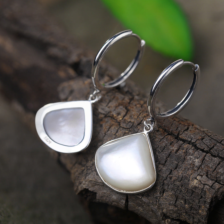 Natural Shellstone Fanshaped Earrings