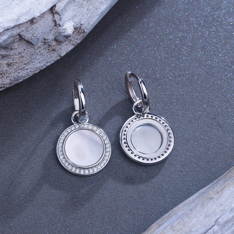 Delicate Shell Stone Silver Earrings
