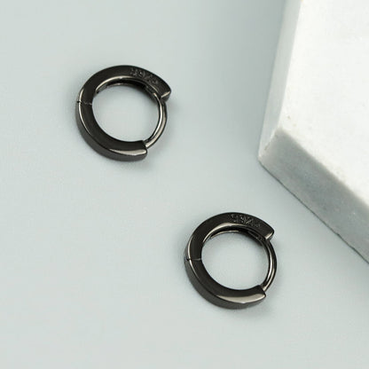 Black Gold Hoop Leverback Earrings