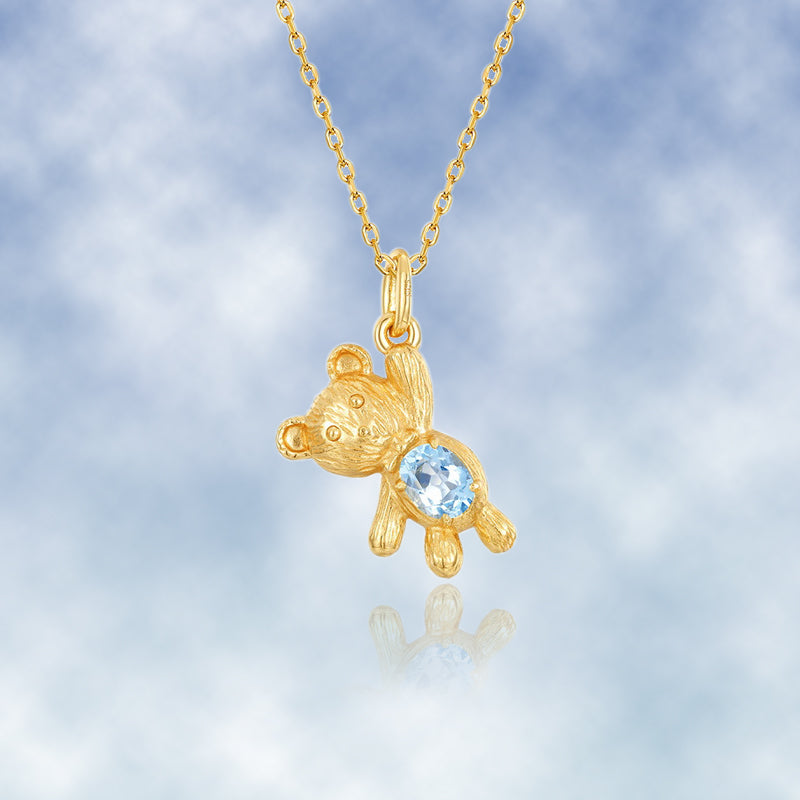 December Birthstone Topaz Necklace In Bear Design