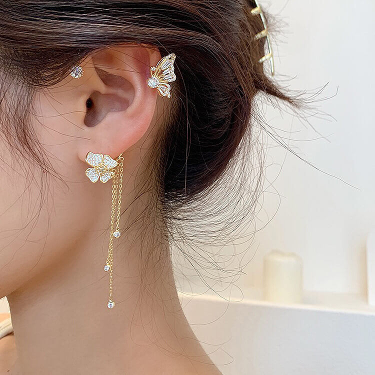 1pc Women's Butterfly Tassel Ear Cuff Earring, Luxury Multi-layer And  Multi-loop Fashion Ear Jewelry