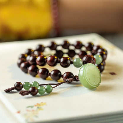 Natural Jade Narra Bracelet with Buddha Beads - LUXYIN