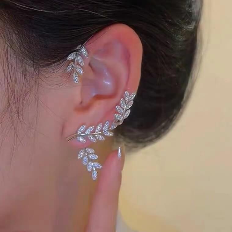 Leaves Ear Cuffs Stud Earrings, Non-pierced Clip on Earrings - LUXYIN