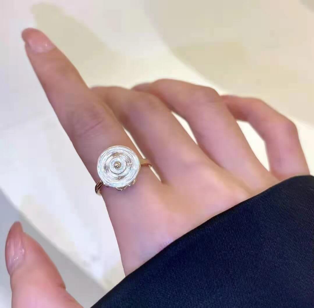 Lovely Heart Clover Rotating Open Ring, Fidget Spinner Ring - LUXYIN