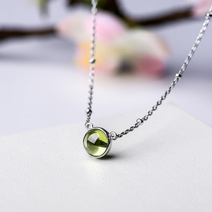 Natural Olivine Silver Necklace