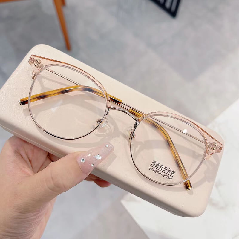 LUXYIN Tea Semi-rimless Glasses